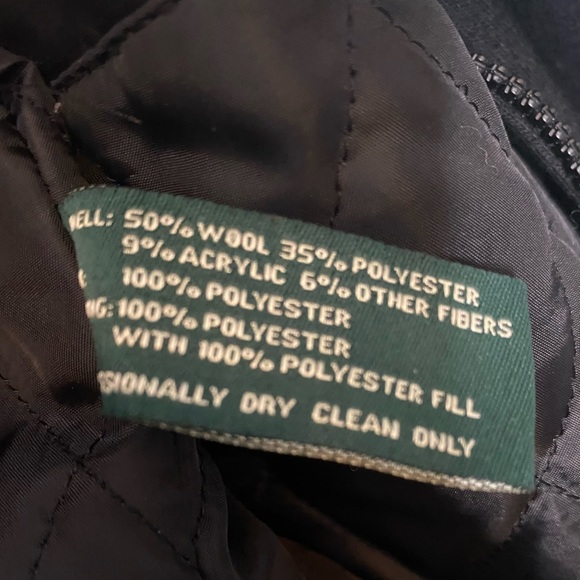 Lauren Ralph Lauren Mens Wool Coat Size 48 L Lined Insulated Zip Collared Black - Picture 6 of 10